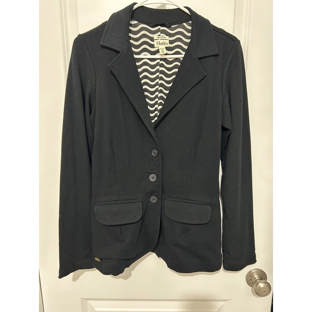 Hatley Black Knit Blazer Jacket with Wave Lining Women's M luxury
